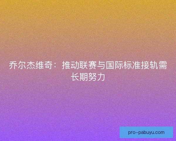 乔尔杰维奇：推动联赛与国际标准接轨需长期努力